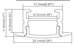 Recessed LED Channel with Trim - 25mm x 12mm - SRND Store