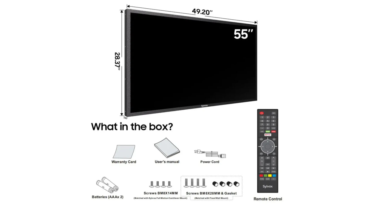 55" Commercial Outdoor Advertising TV (Landscape & Portrait)-2025 Model - 2000Nit (Full Sun) Sylvox