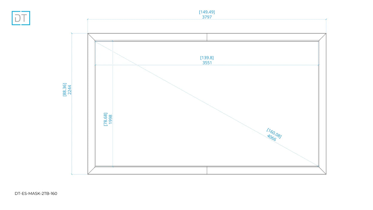 Mask2TB - Top and Bottom Masking Projection Screen - 1.78:1 Aspect Display Technologies